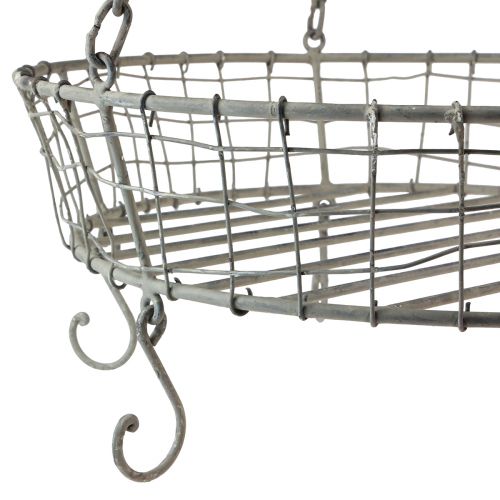 Floristik24 Corbeille en métal à suspendre avec crochets gris vintage Ø39,5cm