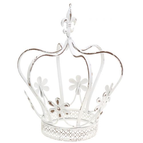 Floristik24 Couronne en métal blanc antique Ø17cm H21cm