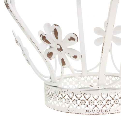 Floristik24 Couronne en métal blanc antique Ø17cm H21cm