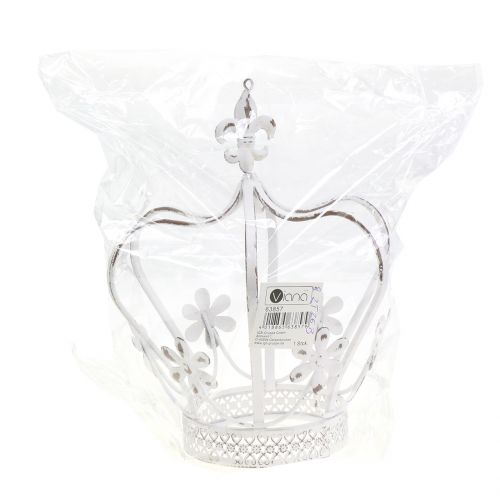 Floristik24 Couronne en métal blanc antique Ø17cm H21cm