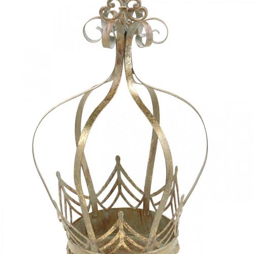 Floristik24 Couronne décorative à suspendre, jardinière, décoration métal, Avent Doré, aspect antique Ø19,5cm H35cm