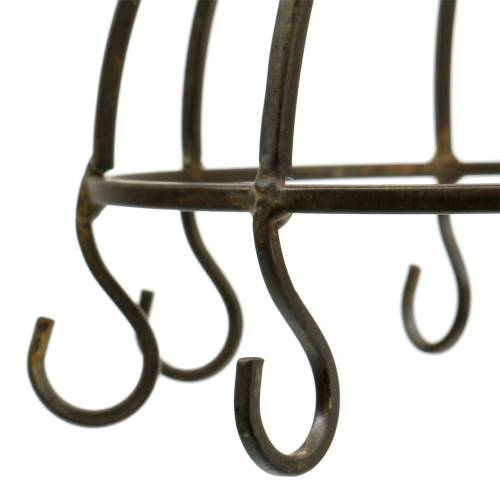 Article Déco cuisine Couronne crochets Métal antique Ø22cm H28cm