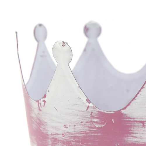 Floristik24 Couronne métal rose lavé blanc Ø8cm H7cm 8pcs
