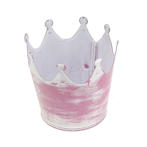 Floristik24 Couronne métal rose lavé blanc Ø8cm H7cm 8pcs