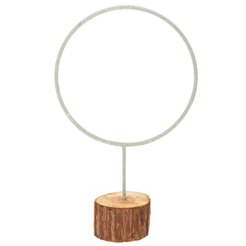 Anneau décoratif en métal sur un support en bois pour décoration de table, 43 cm