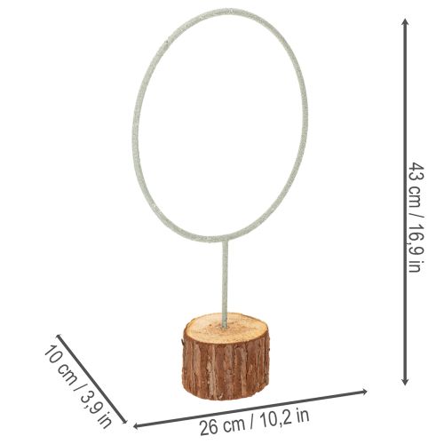 Anneau décoratif en métal sur un support en bois pour décoration de table, 43 cm | Floristik24.be