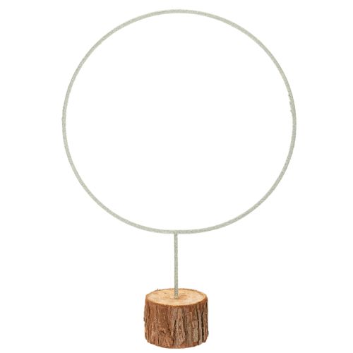Anneau décoratif rond sur base en bois et métal, pour fleurs séchées, 52 cm
