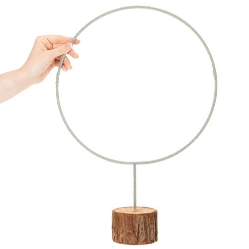 Anneau décoratif rond sur base en bois et métal, pour fleurs séchées, 52 cm | Floristik24.be