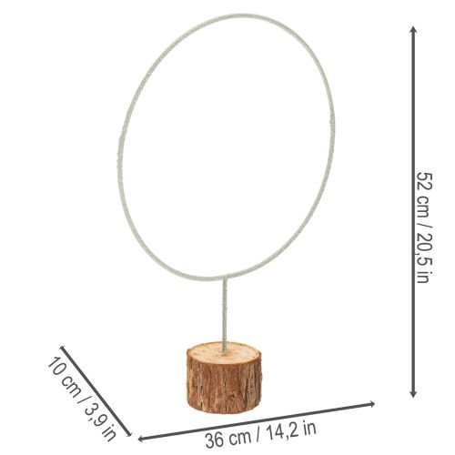 Anneau décoratif rond sur base en bois et métal, pour fleurs séchées, 52 cm | Floristik24.be