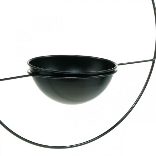 Article Cache-pot à suspendre anneau métal noir Ø38cm avec bol Ø15cm