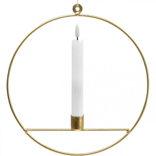 Article Bougeoir à suspendre anneau décoratif en métal doré Ø25cm 3pcs