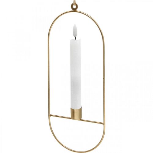 Floristik24 Bougeoir à suspendre métal ovale doré 13 × 30,5cm 3pcs
