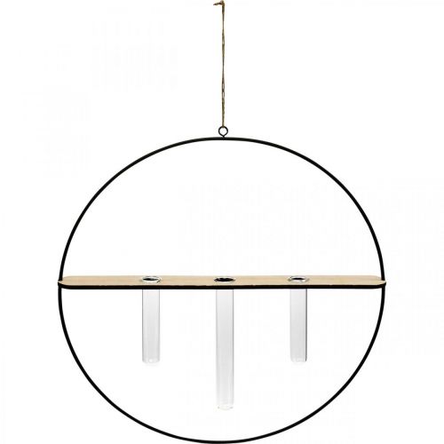 Anneau décoratif à accrocher avec des verres en métal noir Ø35cm