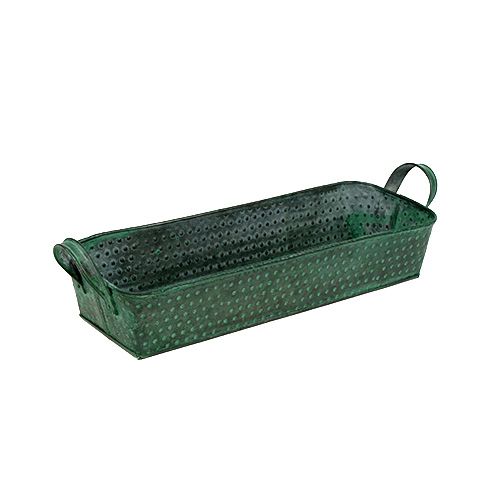 Floristik24 Bac en métal rectangulaire vert 30 x 11 cm H. 6 cm