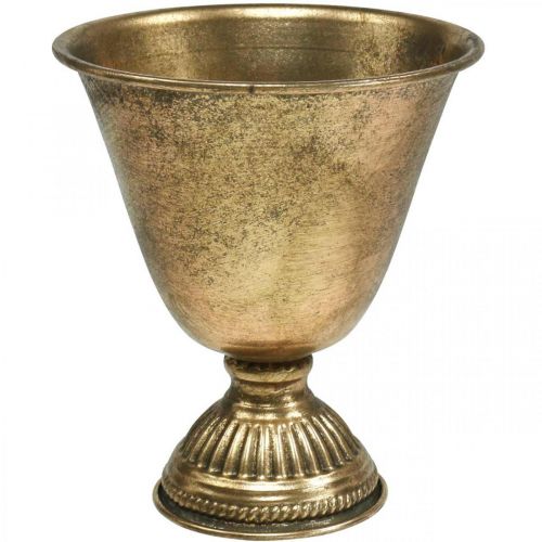 Bol métal gobelet décoration métal doré aspect antique H16cm