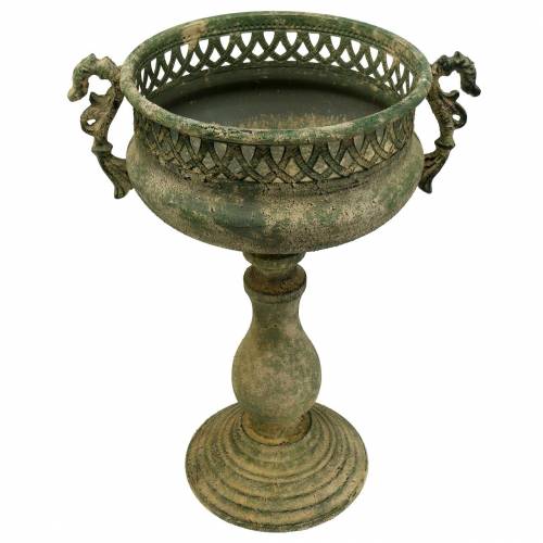 Floristik24 Coupe décorative aspect métal antique vert mousse Ø19cm H35,5cm