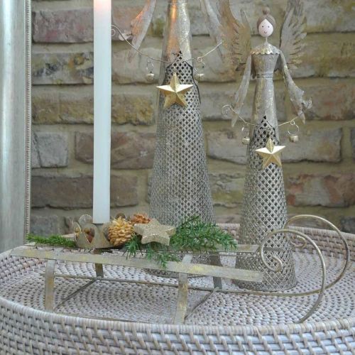 Floristik24 Luge pour Noël, décoration hivernale, luge décorative dorée, aspect antique L41cm H11cm