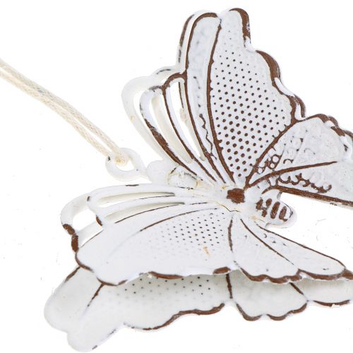 Floristik24 Papillon en métal à suspendre blanc 7cm 6pcs