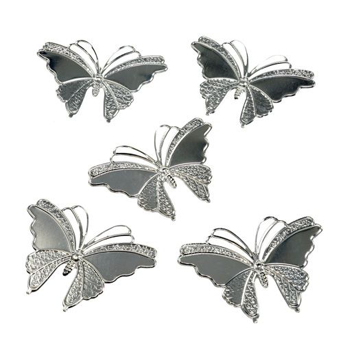 Floristik24 Papillons métalliques argent 6.5cm 25pcs