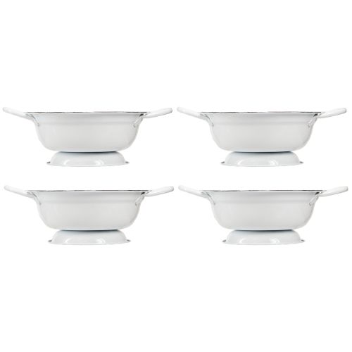 Article Bol Métal Décoration Blanc Noir Ø16.5cm H6.5cm 4pcs