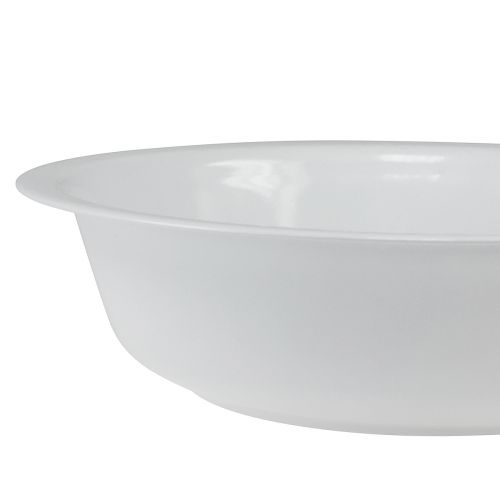 Article Bol en métal blanc aspect émail Ø36cm H9,5cm