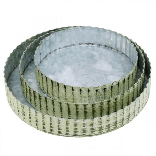 Article Assiettes en métal pour décorer, décoration de table, bougeoir rond argenté, vert shabby chic Ø14/16,5/19,5 cm H3,5 cm lot de 3