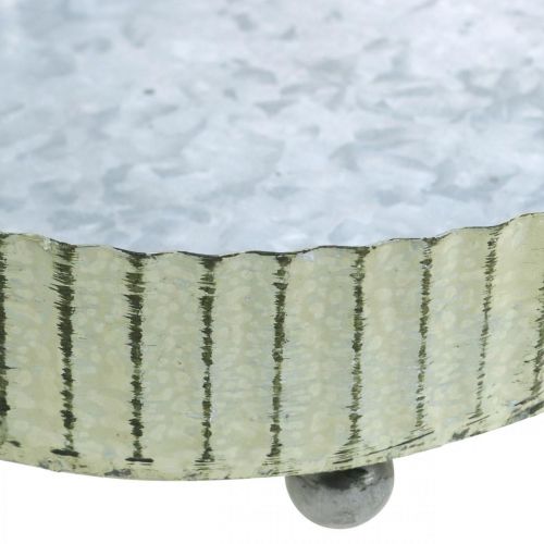 Article Plateau à décorer, plateau à bougie ovale, décoration en métal argenté, vert shabby chic L25/22/18cm H6cm lot de 3