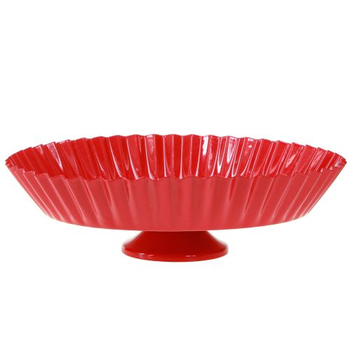 Assiette décorative rétro en métal avec socle en métal rouge Ø24cm 2pcs