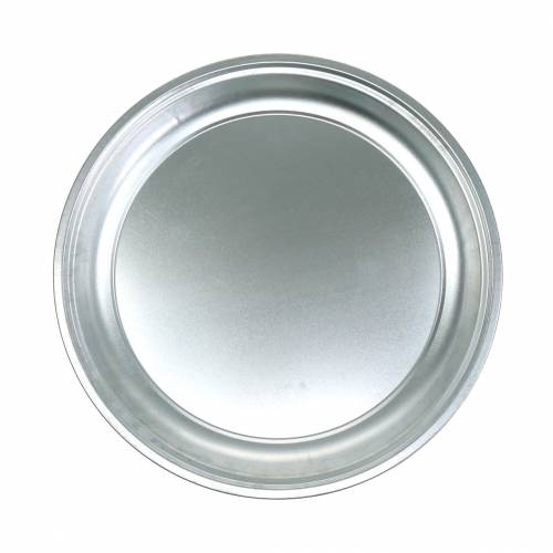 Floristik24 Plaque métal basic argent brillant Ø36cm H2.5cm