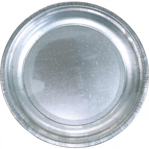 Assiette décorative, base de rangement, plaque en métal argenté, décoration de table Ø26cm