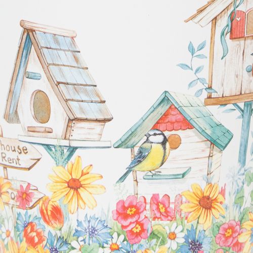 Article Pot en métal décoré, jardinière avec nichoirs, seau en fer-blanc H13cm Ø11,5cm