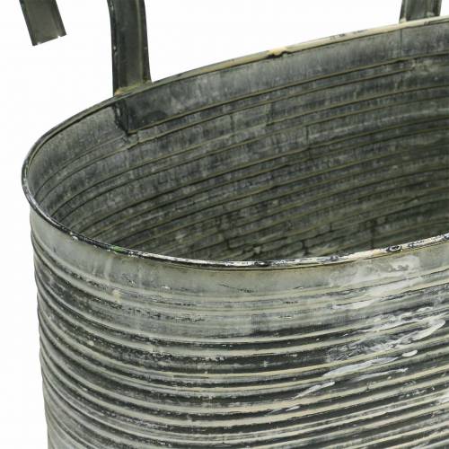 Article Jardinière pot zinc ovale à suspendre crème antique 30×16,5cm H14,5cm