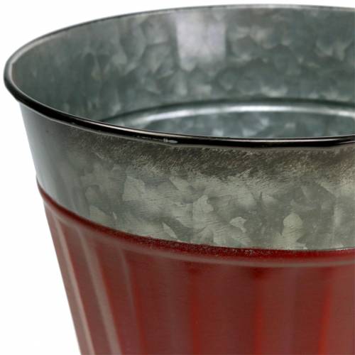 Floristik24 Cache-pot rouge, zinc argent Ø17,5cm H15cm lot de 3