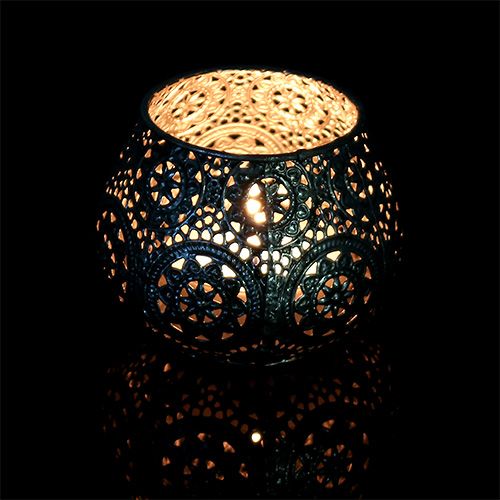 Floristik24 Lanterne en métal argenté oriental Ø10cm H7,5cm 1p