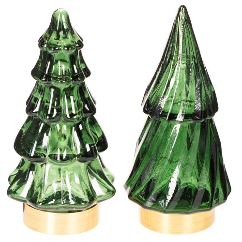 Sapin de Noël en verre avec lumières LED, décoration de table, Noël, 13 cm, lot de 2 acheter | Floristik24.be