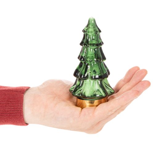 Sapin de Noël en verre avec lumières LED, décoration de table, Noël, 13 cm, lot de 2 | Floristik24.be