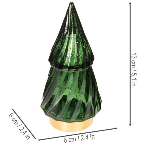 Sapin de Noël en verre avec lumières LED, décoration de table, Noël, 13 cm, lot de 2 | Floristik24.be