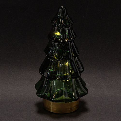 Sapin de Noël en verre avec lumières LED, décoration de table, Noël, 13 cm, lot de 2 | Floristik24.be