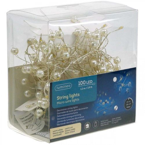 Article Guirlande lumineuse Cluster LED perles d&#39;intérieur minuterie blanc chaud 1.2m
