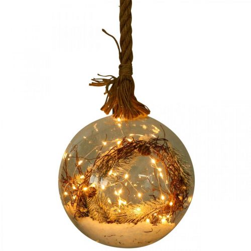 Article Boule LED neige sapin intérieur Ø20cm 40L blanc chaud temporisateur