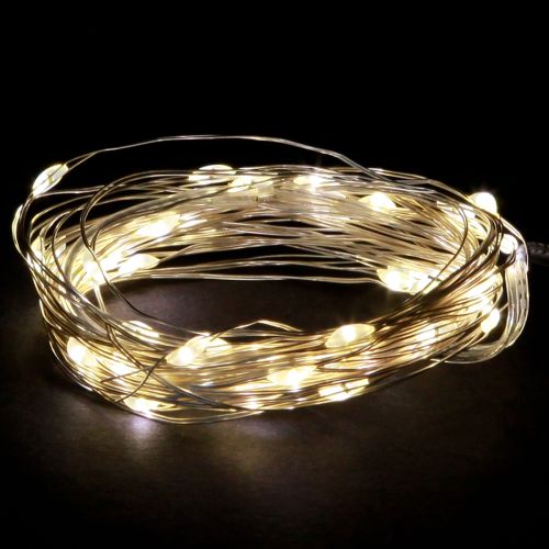Guirlande lumineuse micro LED 20 LED blanc chaud avec minuterie pour piles 6 pièces