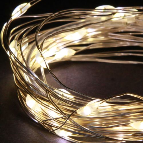 Article Guirlande lumineuse micro LED 20 LED blanc chaud avec minuterie pour piles 6 pièces