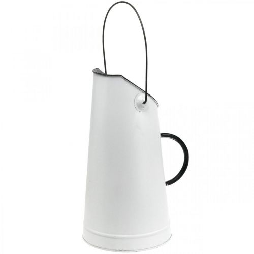 Article Pichet métal déco, pot à lait blanc, noir H30cm