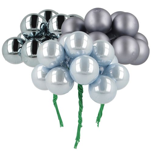 Mini boules de Noël en verre miroir baies tons bleus 25 mm 140 pièces