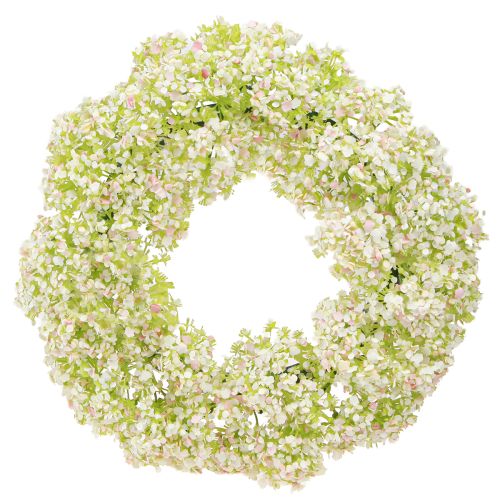 Article Couronne de fleurs artificielles petite couronne blanche rose verte Ø25cm