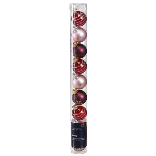 Floristik24 Mini boules de sapin de Noël verre baie rose or Ø3cm 9 pcs
