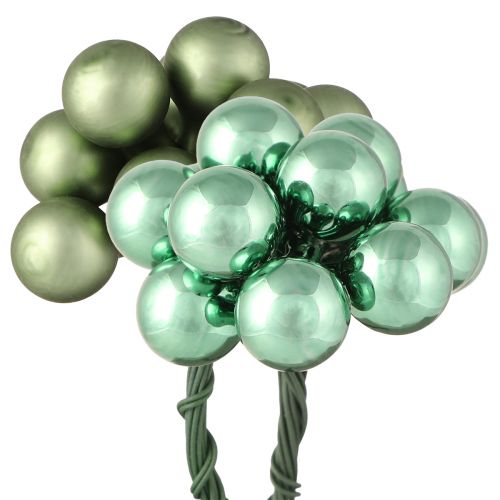 Article Mini boules de sapin de Noël verre sur fil vert Ø1,5cm 140 pcs