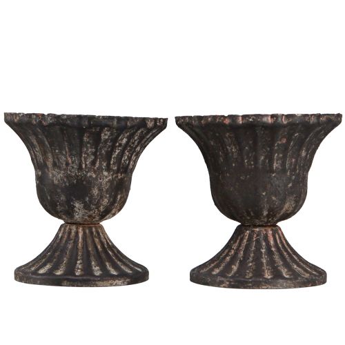 Article Mini tasse décorative vintage métal noir rouille Ø8cm H8.5cm 2pcs
