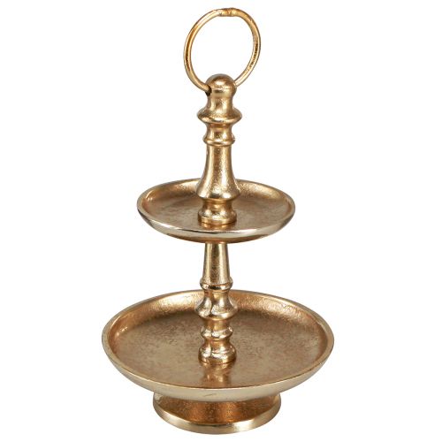 Floristik24 Mini étagère décoration métal doré mat décoration de table 2 étages H22cm