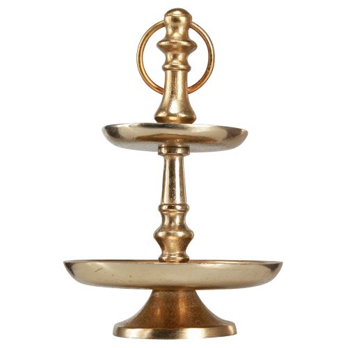 Floristik24 Mini étagère décoration métal doré mat décoration de table 2 étages H22cm